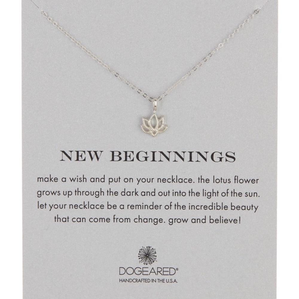 Dogeared Silver Lotus Pendant Necklace New with tags